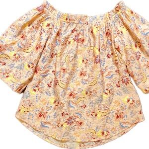 NEW BCBG Maxazaria Floral Off-Shoulder Women's Top blouse extra small XS Peach